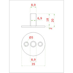 Príruba spodná ø 35 mm, na trubku ø 12 mm, brúsená AISI 304 Príruba spodná ø 35 mm, na trubku ø 12 mm, brúsená AISI 304
